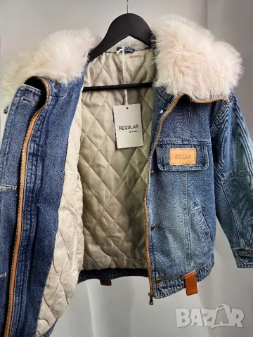 Уникално дънково яке с пух, снимка 4 - Якета - 47601345