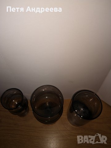 Сервиз чаши от опушено стъкло - 35 броя, снимка 3 - Сервизи - 37672594