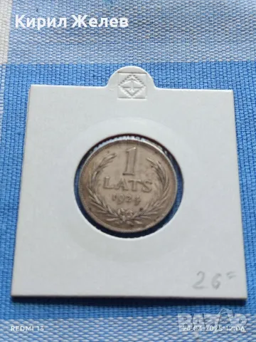 Сребърна монета 1 лат 1924г. Латвия Първа република за КОЛЕКЦИЯ 41258