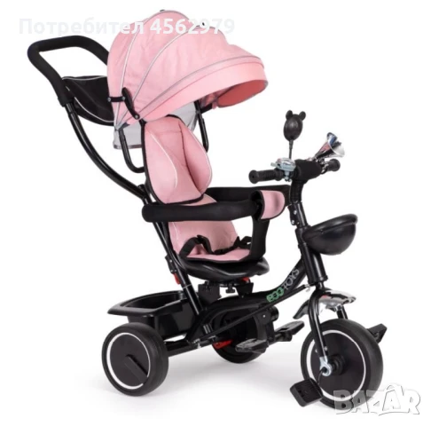 Детска триколка с въртяща се седалка и розов сенник, снимка 4 - Детски велосипеди, триколки и коли - 51348708