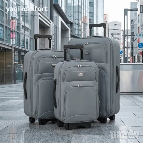Комплект текстилни куфари 3 броя, снимка 3 - Куфари - 56200148