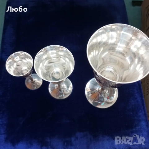 пълен сервиз посребрени чаши