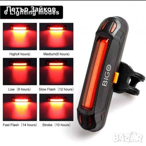 LED USB акумулаторна задна светлина за велосипед, снимка 4 - Аксесоари за велосипеди - 39494068