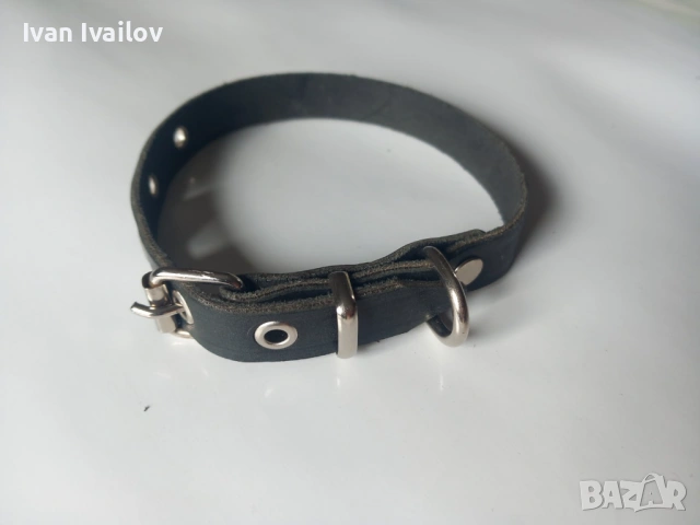 Кожена каишка 35см за малко куче или коте – ширина 1.5см, естествена кожа