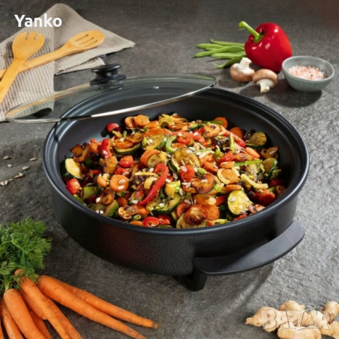 Многофункционален преносим електрически тиган Royalty Line RL-PP18214 - 42см, снимка 3 - Съдове за готвене - 53969344