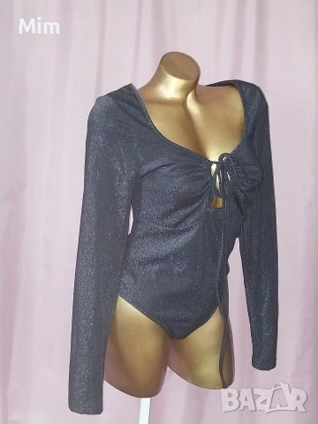 L Черно брокатено боди , снимка 4 - Корсети, бюстиета, топове - 53921540