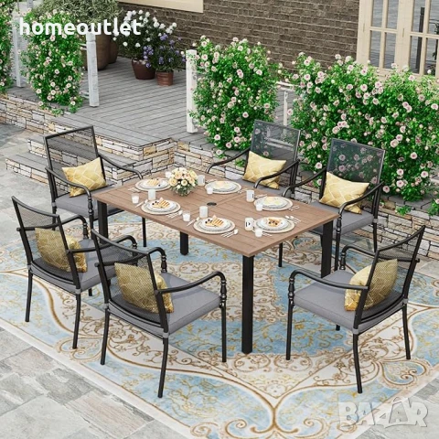 ПРОМОЦИЯ Правоъгълна градинска маса с масивна конструкция PHIVILLA E02GF155-N, снимка 2 - Градински мебели, декорация  - 50708575