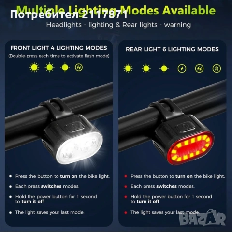 Фар и стоп, снимка 3 - Аксесоари за велосипеди - 53909452