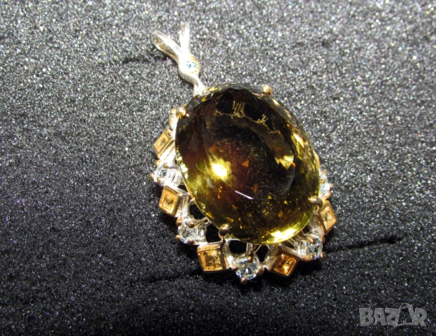 925 сребърно колие с лимонов кварц 52 карата, снимка 2 - Колиета, медальони, синджири - 53975763