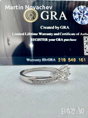 Сребърен пръстен с мойсанит (Диамант) 0.5 карата , снимка 6 - Пръстени - 52176971