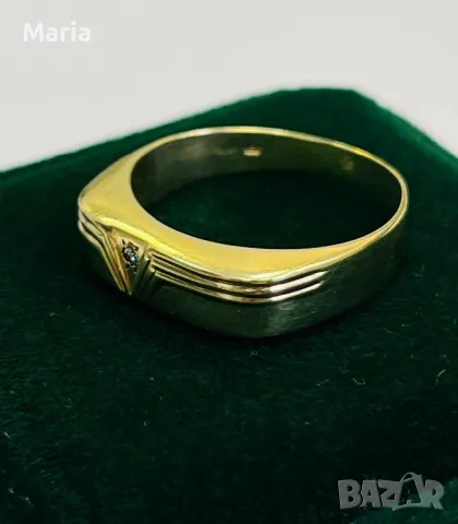 Пръстен жълто злато и брилянт Unisex, снимка 11 - Пръстени - 49970719