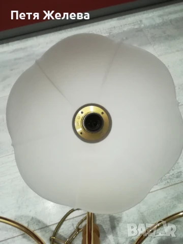 Полилей 5 крушки-дърво,стъкло и метал/Австрия , снимка 11 - Полилеи - 50731985