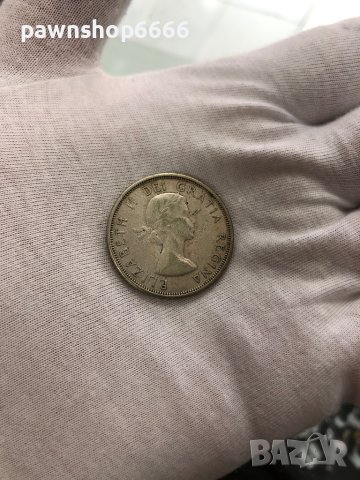 Сребърна монета Канада 50 цента, 1961, снимка 3 - Нумизматика и бонистика - 40503617