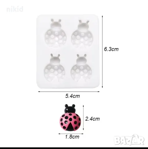 4 калинки калинка релефни силиконов молд форма фондан шоколад гипс декор украса, снимка 3 - Форми - 24795978