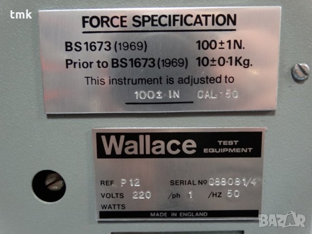 Уред за измерване на пластичност Wallace P12, снимка 9 - Други машини и части - 30625413