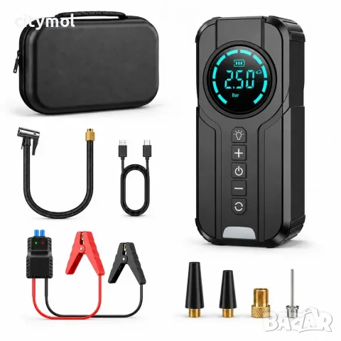 Стартерно устройство 4 в 1, Jump starter, компресор, Power Bank и фенер