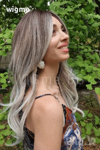 Дълга сребристо руса чуплива перука Силвър, снимка 9 - Аксесоари за коса - 51443561