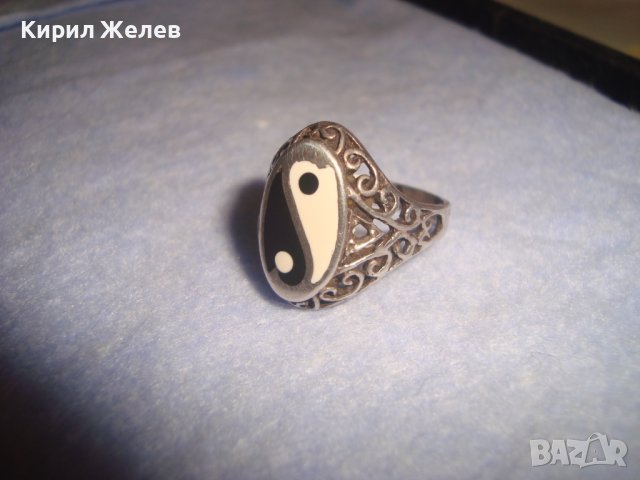 ИН и ЯН МАРКОВ ВИНТИДЖ СРЕБЪРЕН ЕМАЙЛИРАН АЖУРЕН ПРЪСТЕН СРЕБРО 925 МАЙСТОРСКА ИЗРАБОТКА 28758, снимка 2 - Пръстени - 37277371