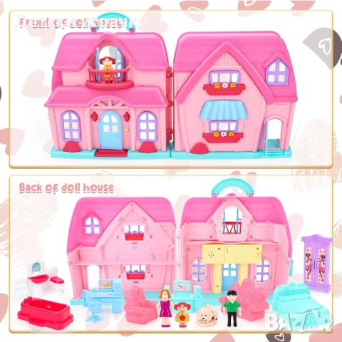 Къща за кукли семейство кукли с куче и мебели, музикална , снимка 6 - Кукли - 52778026