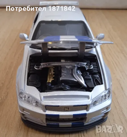Количка Бързи и Яростни Nissan GT-R 34 Skyline, снимка 6 - Коли, камиони, мотори, писти - 49897578