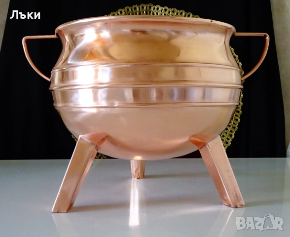 Медна тенджера за фондю,топло сервиране,чиста червена мед. 