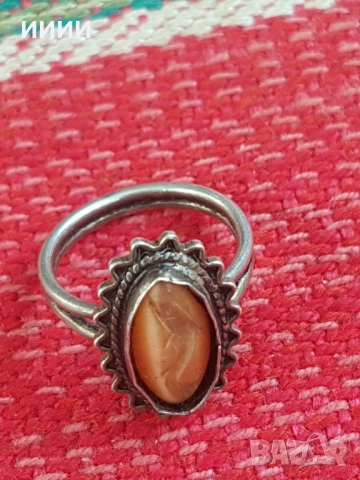 Сребърен пръстен с камък гема делфин, снимка 3 - Пръстени - 52846483