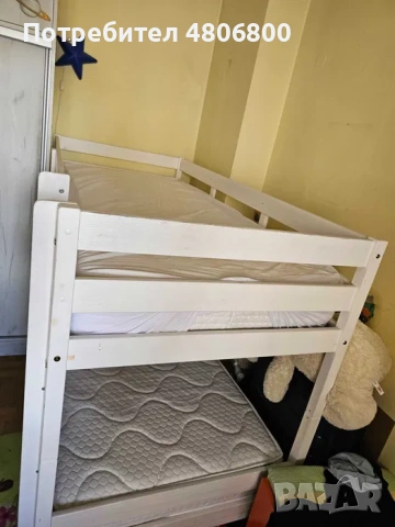 Двуетажно легло с матрак, снимка 4 - Спални и легла - 54326016
