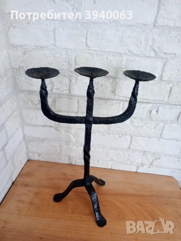 Стар свещник ковано желязо, снимка 3 - Други ценни предмети - 52889194