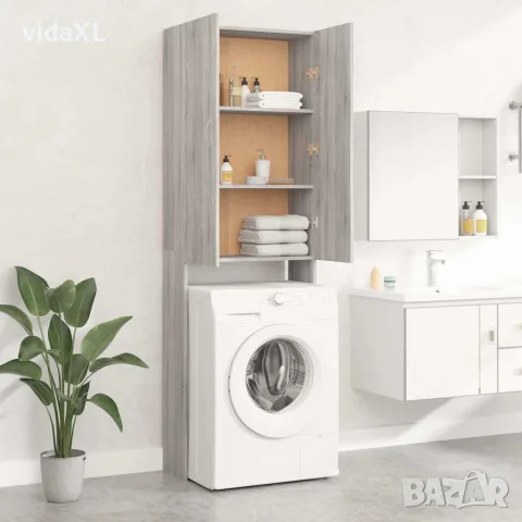 vidaXL Шкаф за пералня, сив сонома, 64x25,5x190 см, снимка 3 - Шкафове - 56148036