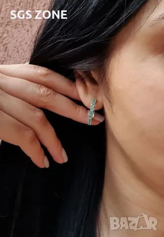 Класически Сребърни Обеци с Рубини/Сапфири/Изумруди, снимка 3 - Обеци - 49890126