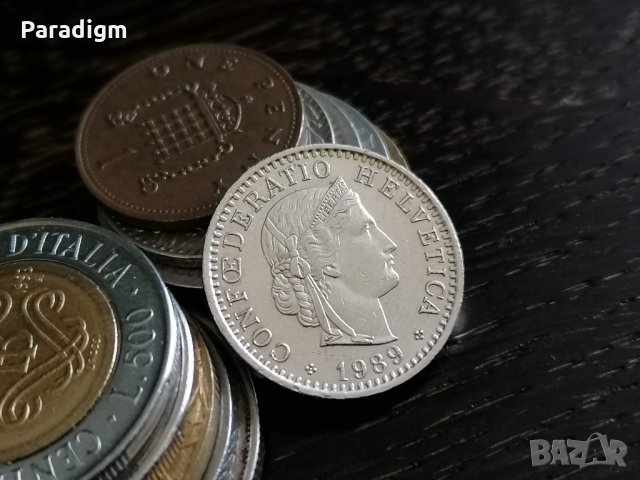 Монета - Швейцария - 20 рапен | 1989г., снимка 2 - Нумизматика и бонистика - 34046609
