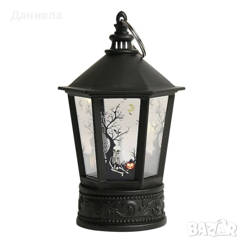 Декоративен LED фенер за Хелоуин – Реалистичен пламък и тематични шарки, снимка 4 - Декорация за дома - 52751410