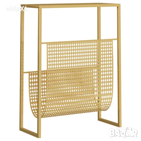 vidaXL Поставка за списания, златиста, 35x15x45 см, стомана, снимка 5 - Органайзери за бюро - 56146994
