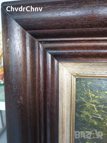 127х97см Quidousse/картина масло върху платно/пейзаж/къща-път-гора-езеро/масивна дървена рамка, снимка 7 - Картини - 50703341