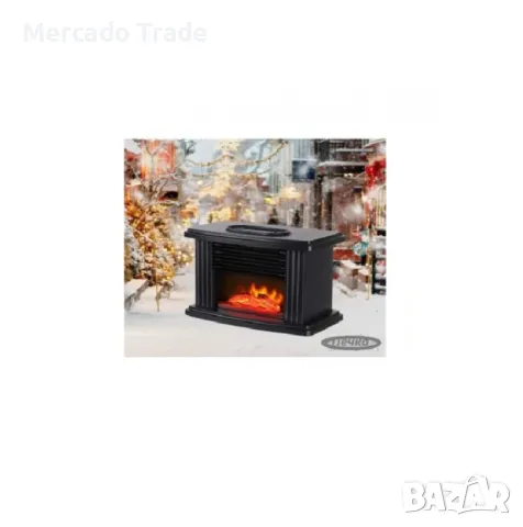 Декоративна камина с пламък Mercado Trade, 1000W, Черна 