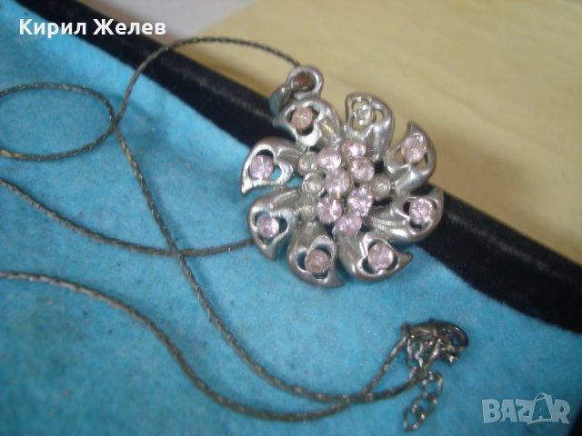 СТАР ПОСРЕБРЕН ФЛОРАЛЕН АРТ МЕДАЛЬОН с ИНКРУСТИРАНИ КРИСТАЛИ 20848, снимка 7 - Колиета, медальони, синджири - 35228577
