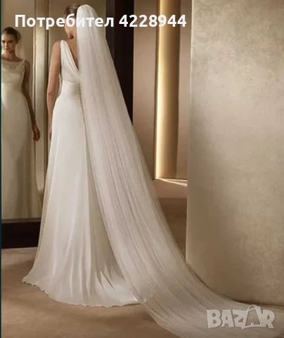 Дълъг бял воал булчински за сватба, фотосесия - 3 метра було