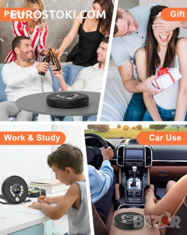 Преносим Bluetooth CD плейър Greadio CD37 със слушалки и вградени високоговорители, 2000 mAh, снимка 8 - MP3 и MP4 плеъри - 56145296