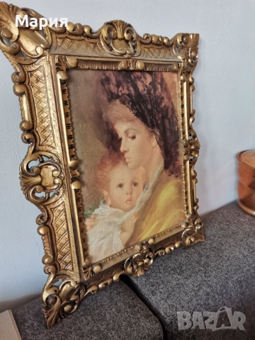 Ретро картина "Майчина нежност" , снимка 2 - Картини - 52636061