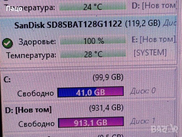SSD  128GB /SANDISK SSD Z400s SATA, снимка 3 - Лаптоп аксесоари - 52876331