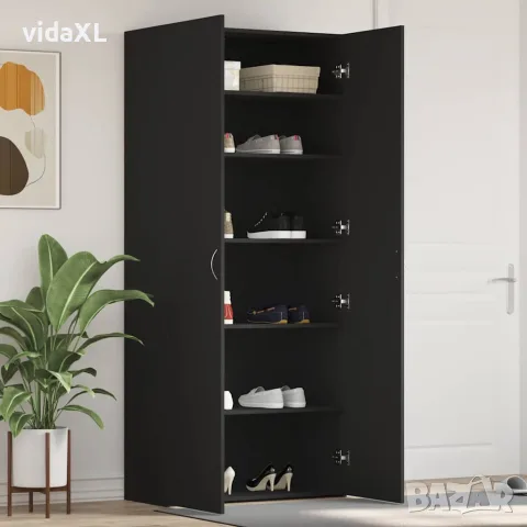 vidaXL Шкаф за обувки 80 x 35.5 x 180 см Инженерна дървесина Черно, снимка 2 - Ракли - 56147074