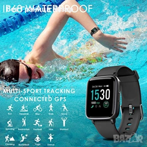 Нов водоустойчив смарт часовник 1.3'' дисплей, Bluetooth тракер, мониторинг на пулс и калории, снимка 3 - Смарт гривни - 52774010
