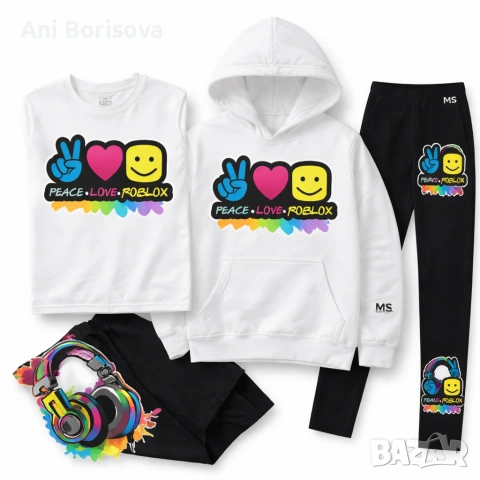 Детски комплект ROBLOX – тениска + суитшър + клин/панталон | ТОП модел 2026, снимка 4 - Детски комплекти - 54074621