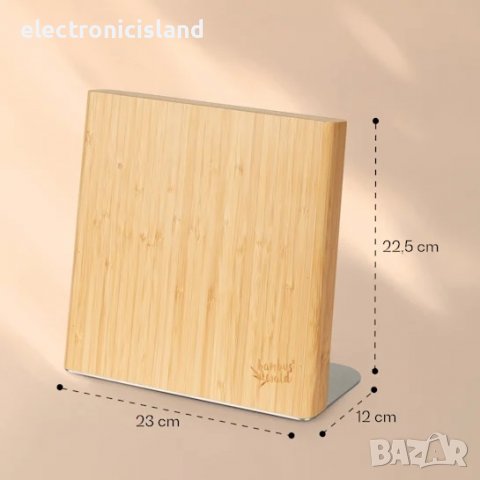 Луксозна магнитна бамбукова Стойка за ножове Klarstein, наклонена, за 4-6 ножа, неръждаема стомана, снимка 3 - Аксесоари за кухня - 40125304