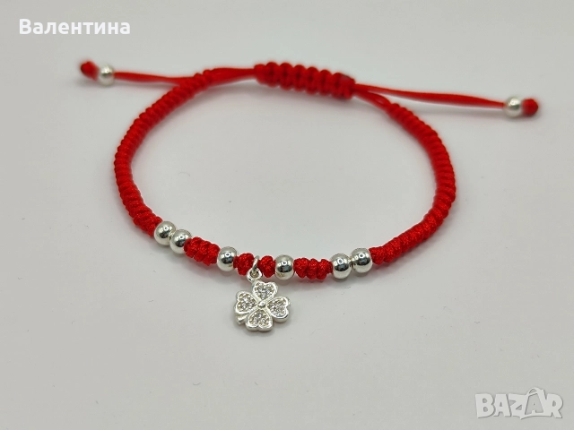 Дамска, детска гривна червена корда със сребърни елементи и Ин и Ян, снимка 13 - Гривни - 28029081