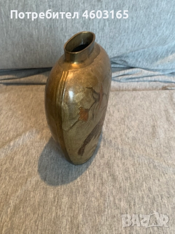 Месингова ваза с емайл Cloisonne: Флорално бронзово покритие, , снимка 6 - Антикварни и старинни предмети - 52434169