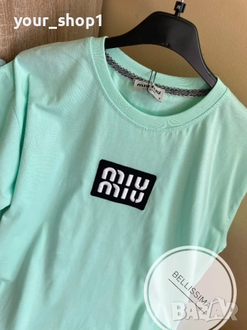 Дамска тениска Miu Miu черно бежово бяло розово мента , снимка 5 - Тениски - 53882406