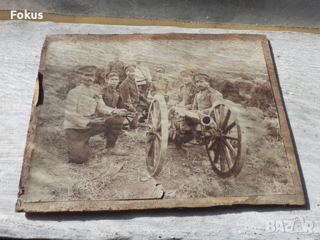 Стара военна снимка войници оръдие топ, снимка 2 - Антикварни и старинни предмети - 44534107