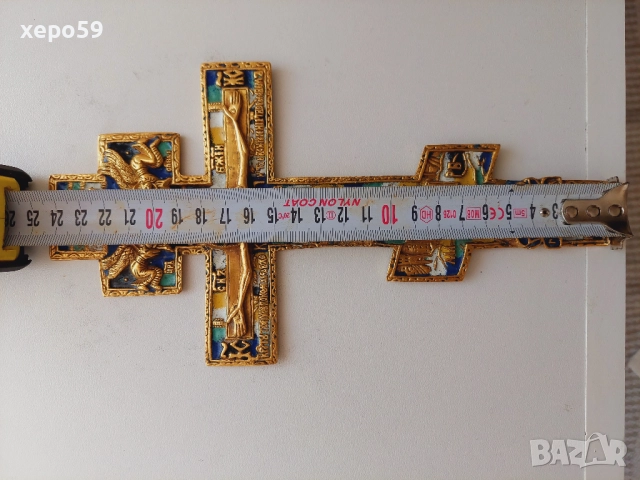 Антикварен бронзов кръст с позлата и емайл/Царска Русия/1850 год, снимка 6 - Антикварни и старинни предмети - 52537680