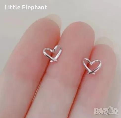 Sale Сребърни обеци сърца,кант,tiny minimalist/нови